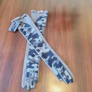 Womans long Italian leather gloves Camouflage long sleeve Gloves 7.5 Fioretto
